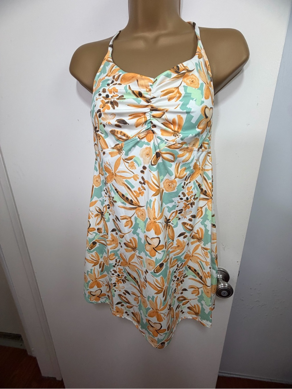 Halara Floral Sandcastles Strappy Ruched  4Way Stretch Mini Active Dress NWT XS